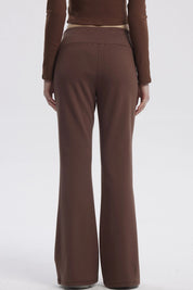 Pantalón Mujer Flare Cotelón Café Oscuro