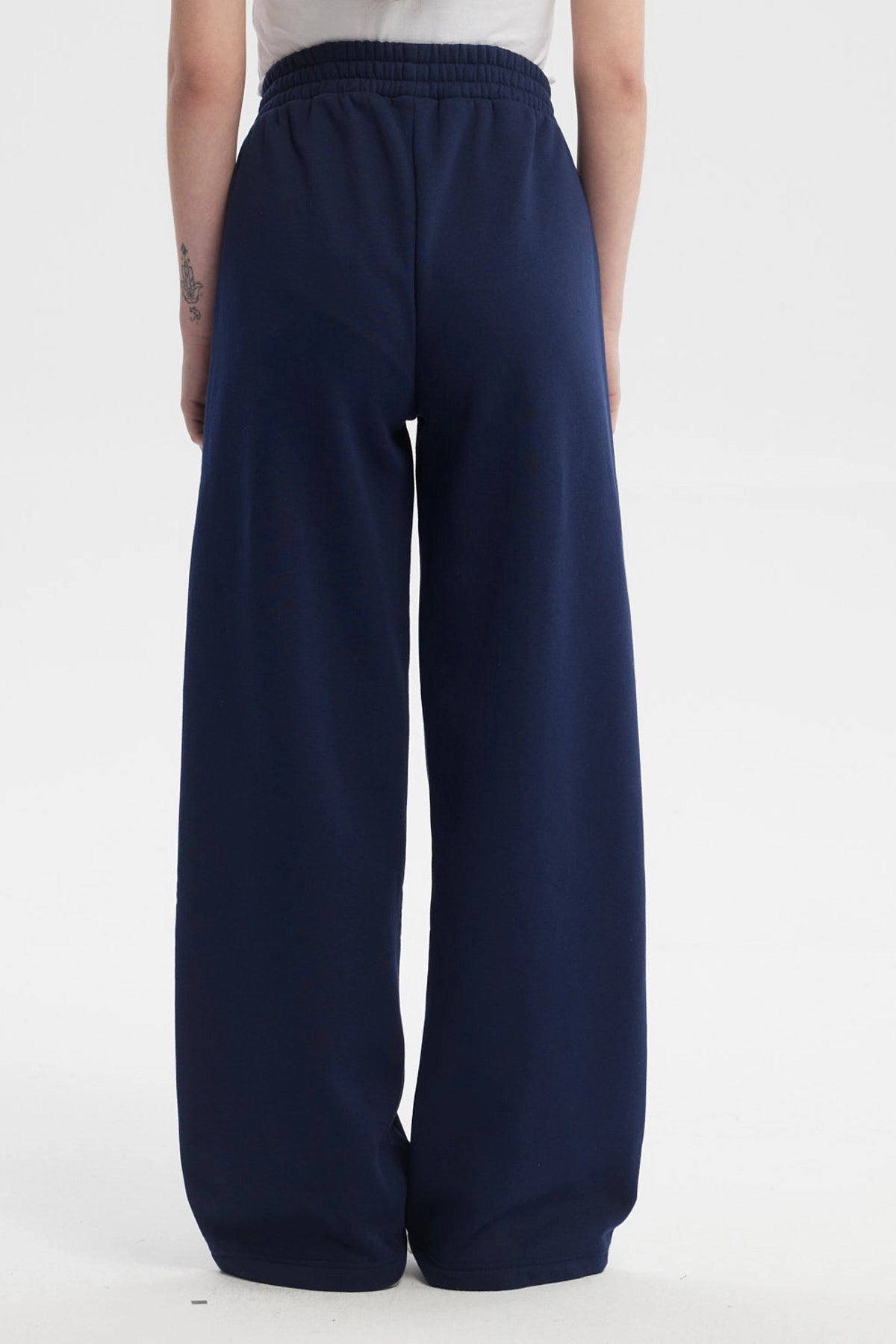 Pantalón Buzo Mujer Wide Leg Azul Oscuro