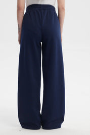 Pantalón Buzo Mujer Wide Leg Azul Oscuro