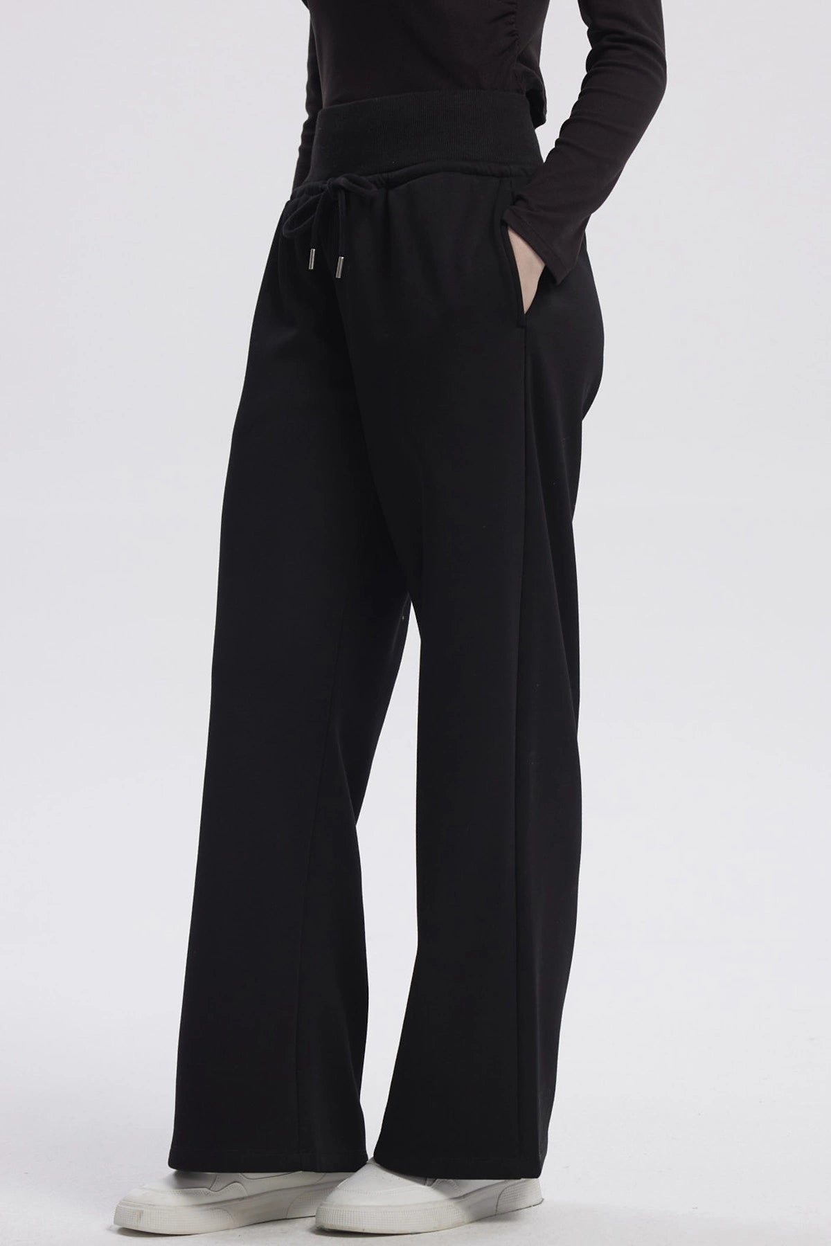 Pantalón Buzo Mujer Wide Leg Negro