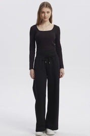 Pantalón Buzo Mujer Wide Leg Negro