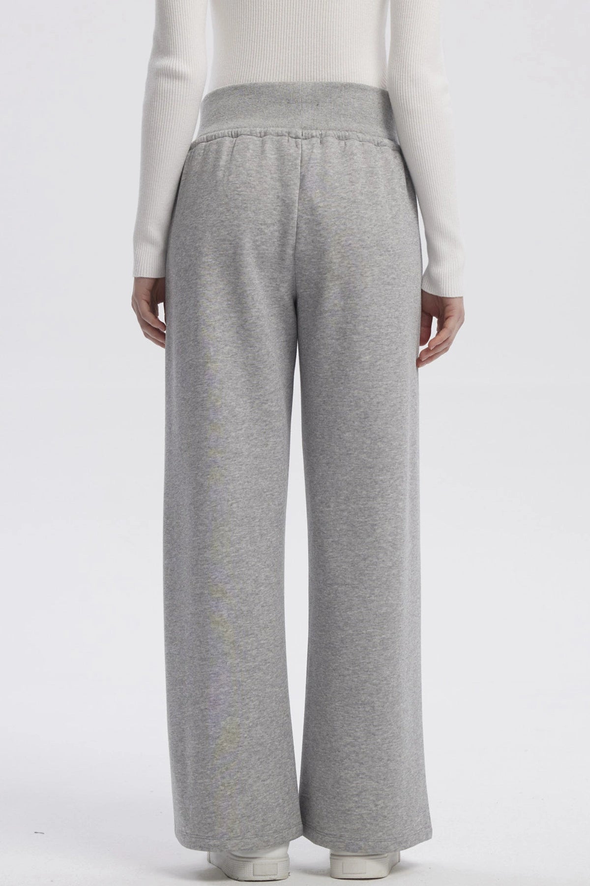 Pantalón Buzo Mujer Wide Leg Gris Melange