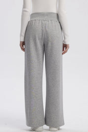 Pantalón Buzo Mujer Wide Leg Gris Melange