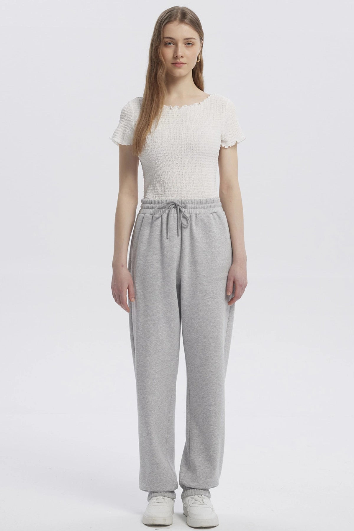 Pantalón Buzo Mujer Jogger Gris Melange