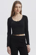 Polera Mujer Cuello V Ajustado Negro