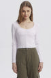 Polera Mujer Cuello V Ajustado Blanco