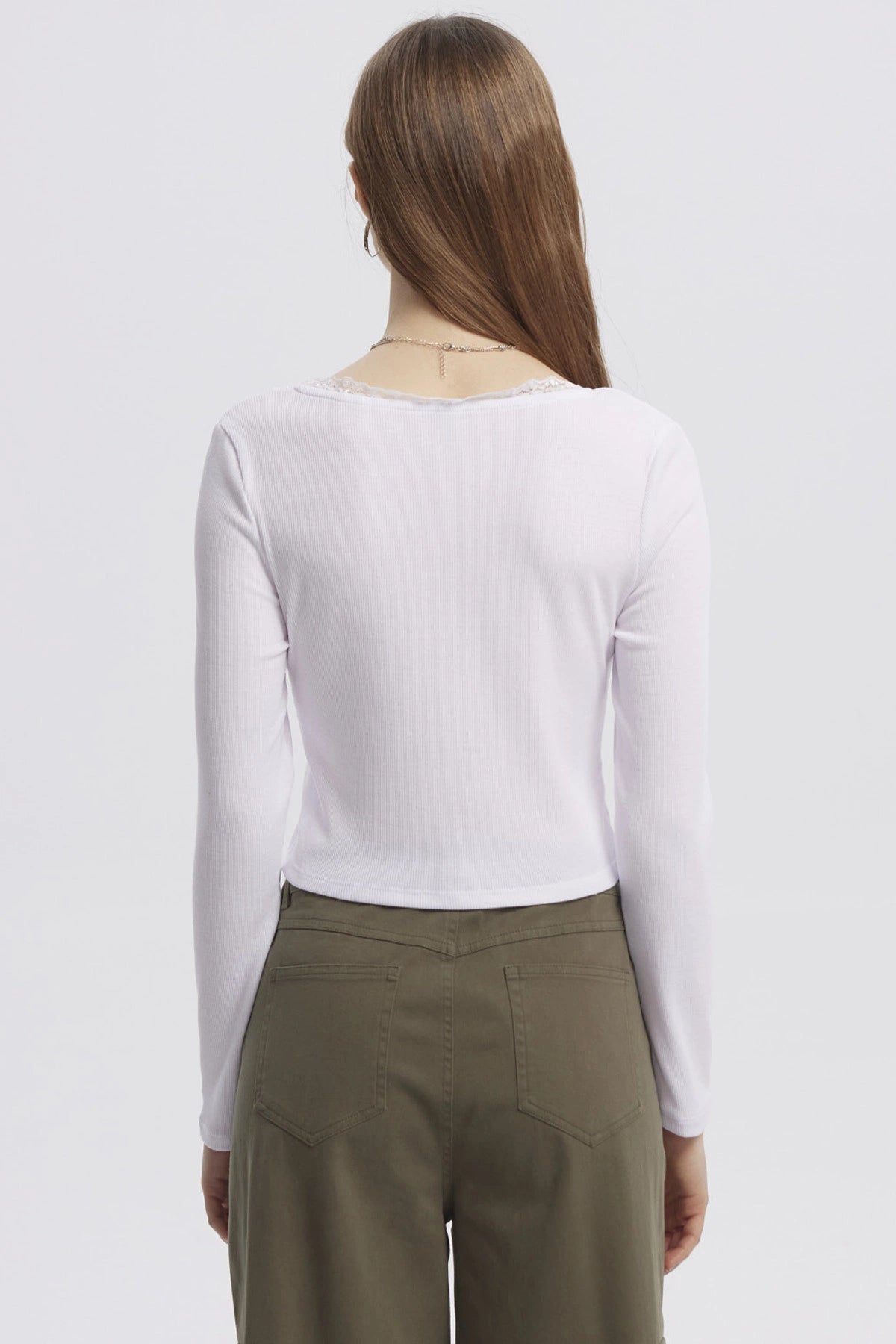 Polera Mujer Cuello V Ajustado Blanco