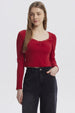 Polera Mujer Cuello V Ajustado Rojo