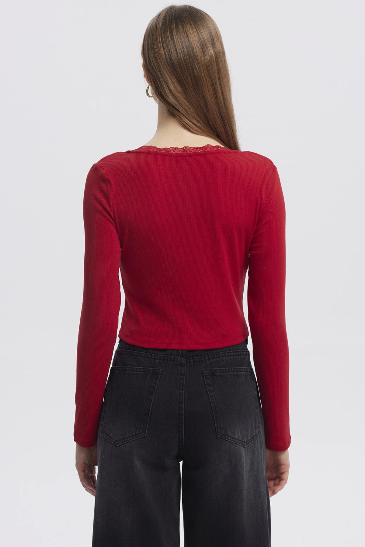 Polera Mujer Cuello V Ajustado Rojo
