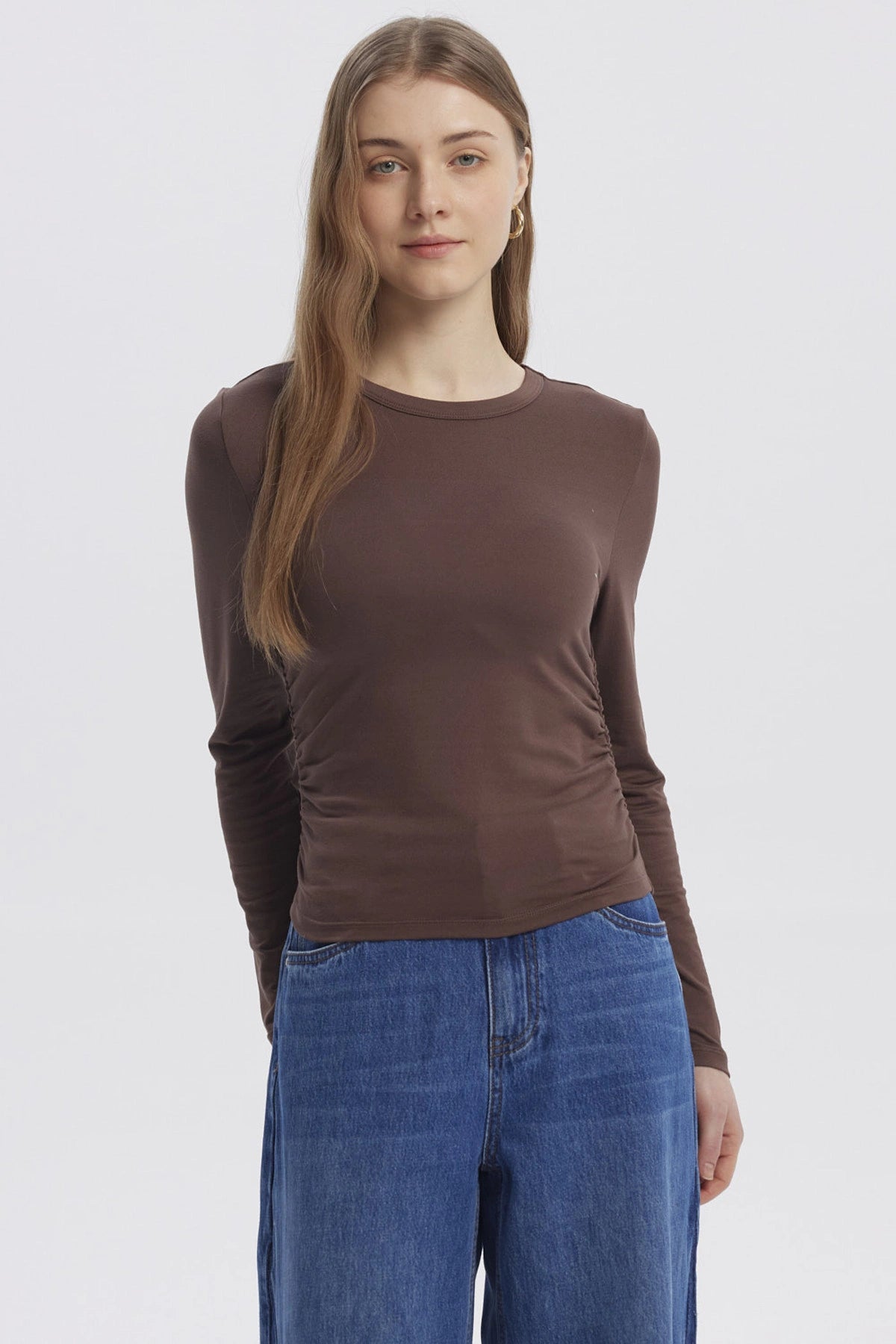 Polera Mujer Basic Café Oscuro