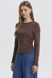 Polera Mujer Basic Café Oscuro