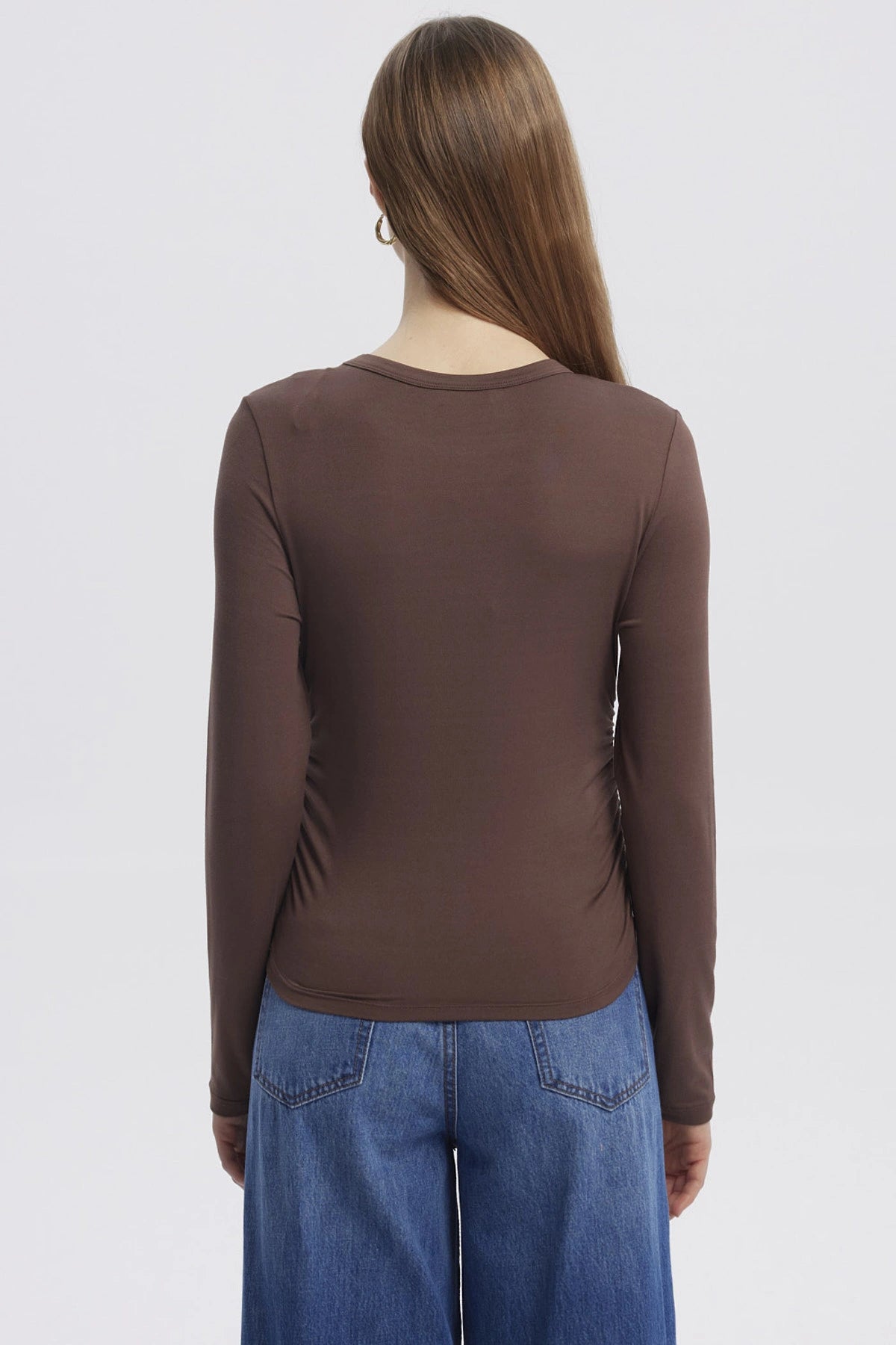 Polera Mujer Basic Café Oscuro