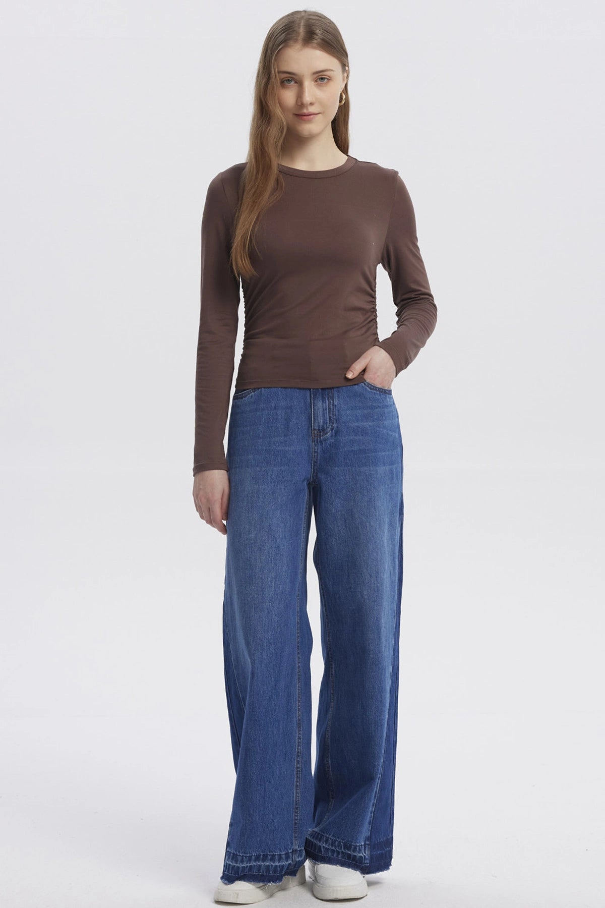 Polera Mujer Basic Café Oscuro