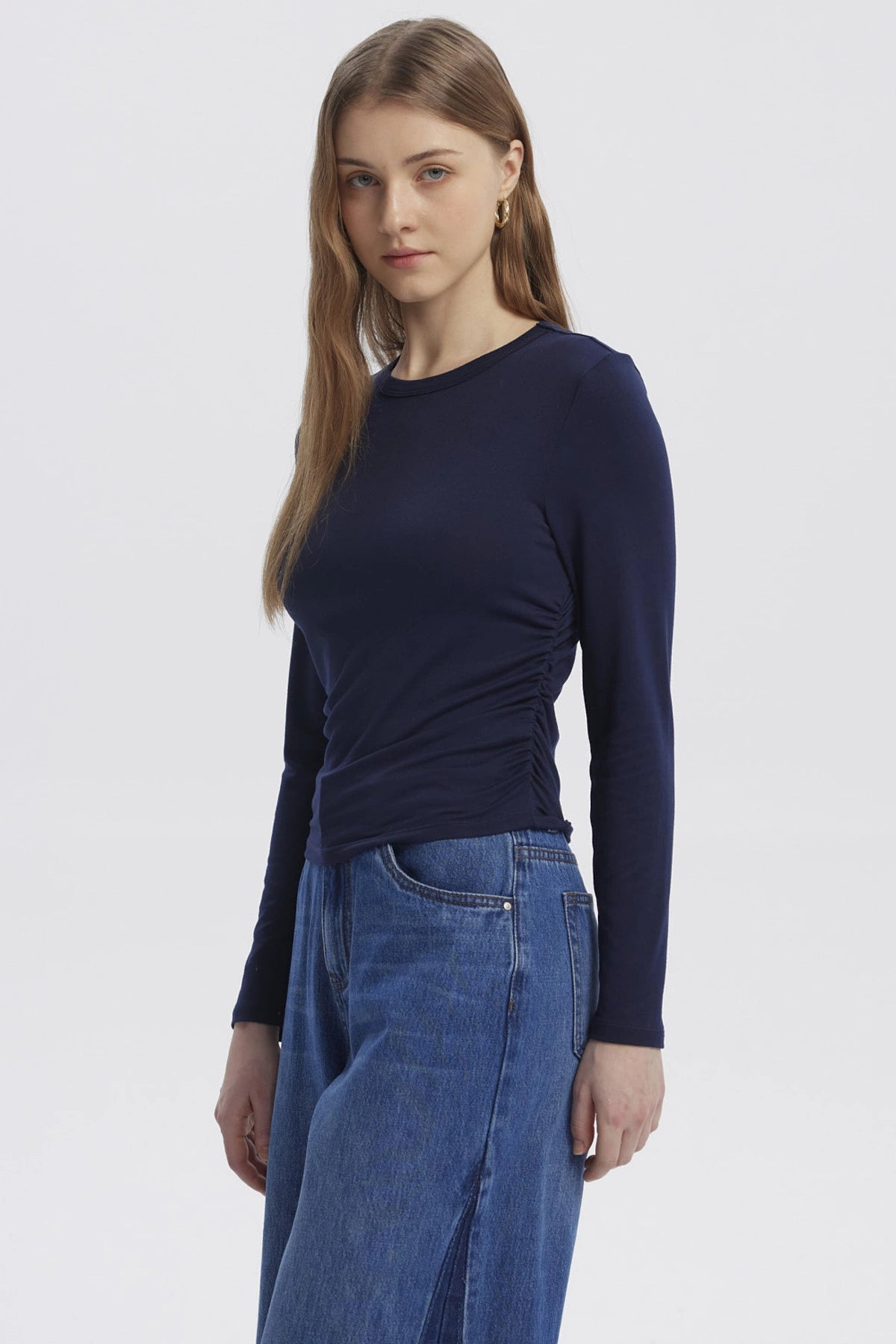Polera Mujer Basic Azul Oscuro