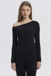 Polera Mujer Asimétrica Negro