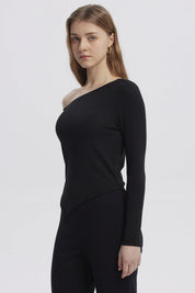 Polera Mujer Asimétrica Negro