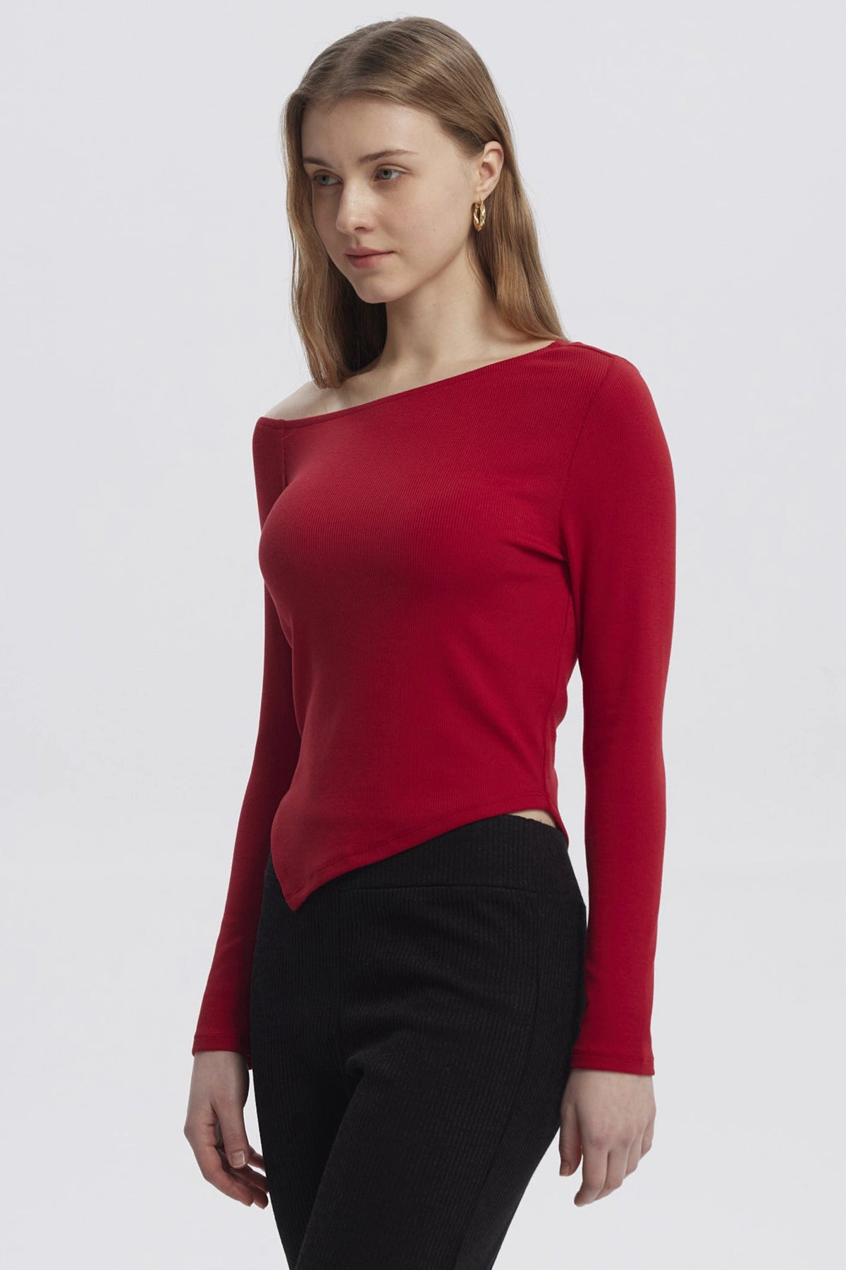Polera Mujer Asimétrica Rojo