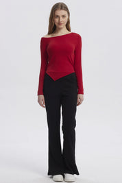 Polera Mujer Asimétrica Rojo