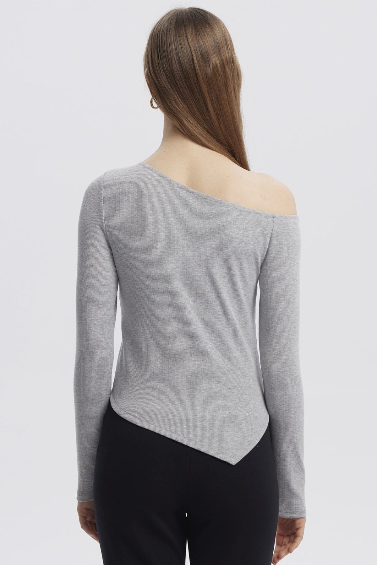 Polera Mujer Asimétrica Gris Melange
