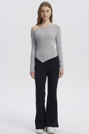 Polera Mujer Asimétrica Gris Melange
