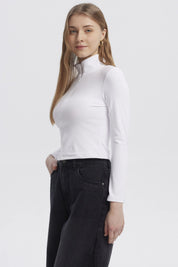 Polera Mujer Con Zipper Blanco