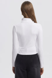 Polera Mujer Con Zipper Blanco