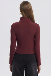 Polera Mujer Con Zipper Rojo