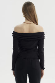 Polera Mujer Asimétrica Hombro Negro