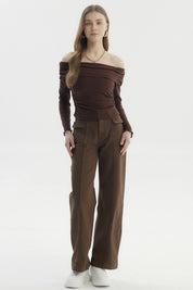 Polera Mujer Asimétrica Hombro Chocolate