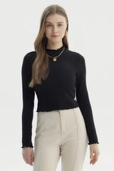 Polera Mujer Basic Ajustado Negro