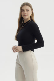 Polera Mujer Basic Ajustado Negro