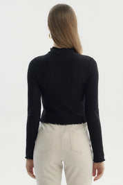 Polera Mujer Basic Ajustado Negro