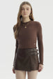 Polera Mujer Basic Ajustado Café Oscuro