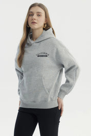 Polerón Mujer Canguro Print Gris Melange