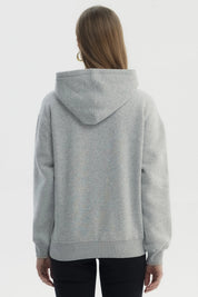 Polerón Mujer Canguro Print Gris Melange