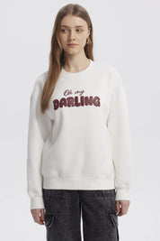 Polerón Mujer Canguro Print Crudo