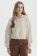 Polerón Mujer Canguro Print Beige Claro