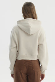 Polerón Mujer Canguro Print Beige Claro
