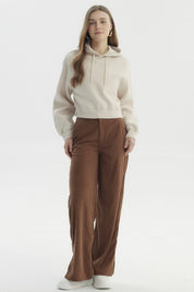 Polerón Mujer Canguro Print Beige Claro