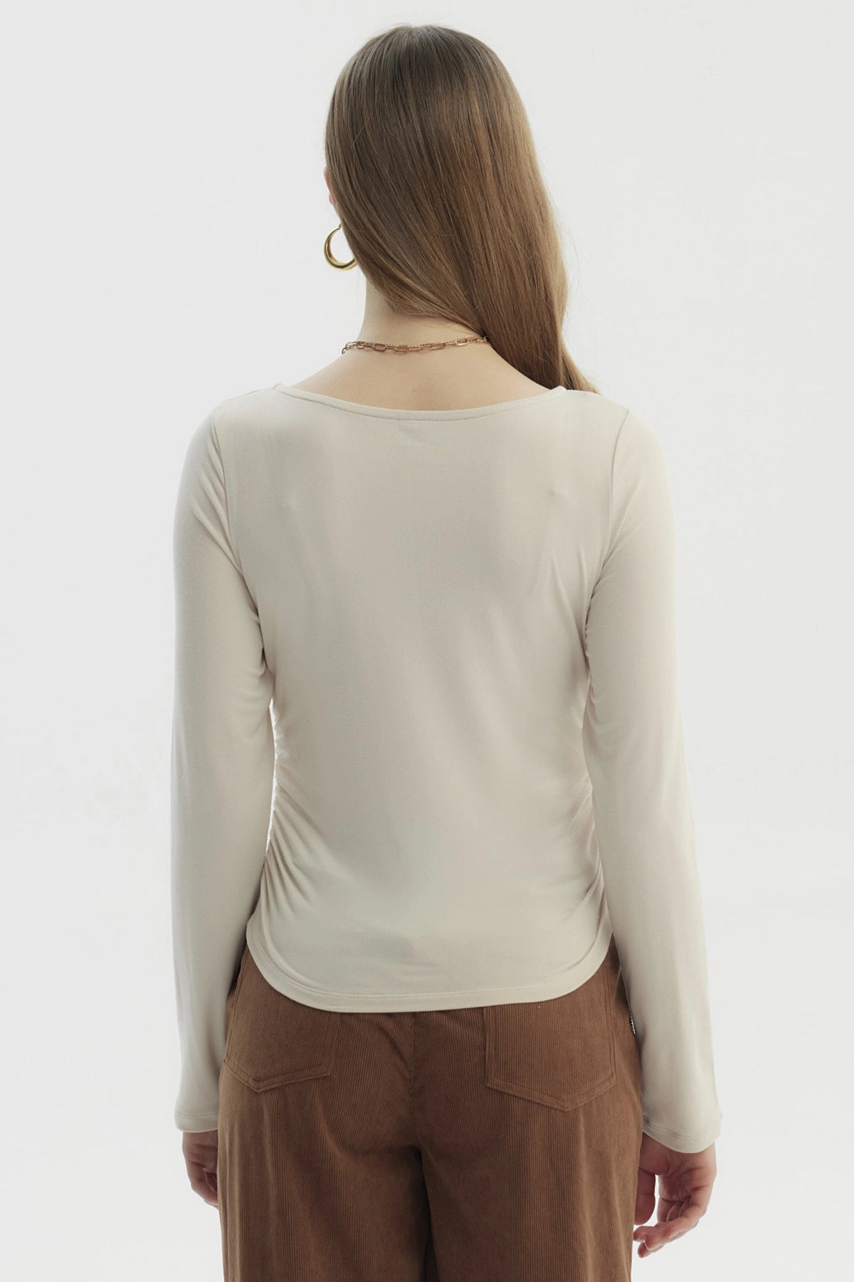 Polera Mujer Slim Beige Claro