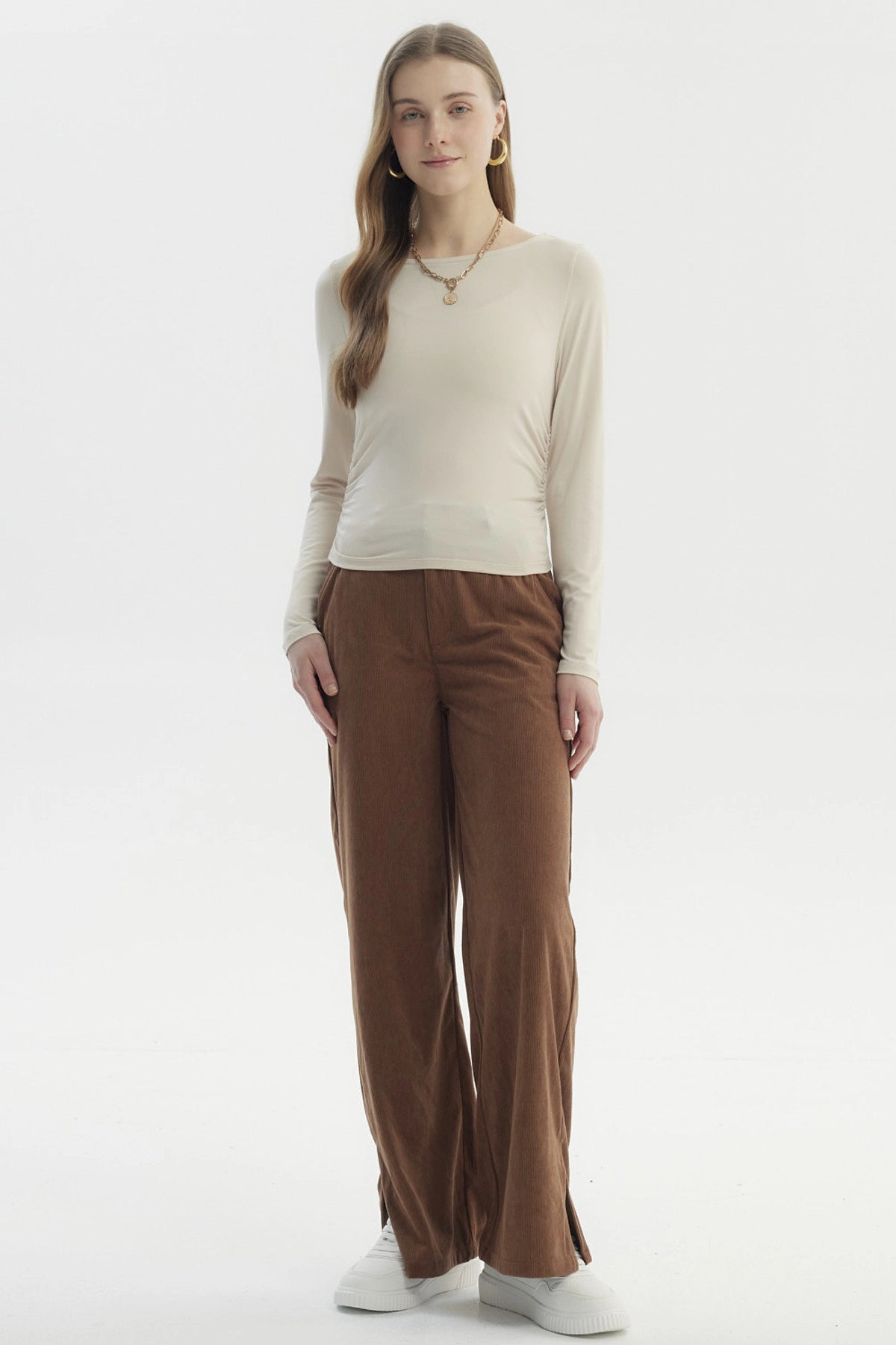 Polera Mujer Slim Beige Claro