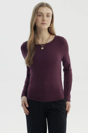 Polera Mujer Slim Burdeo