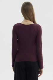 Polera Mujer Slim Burdeo