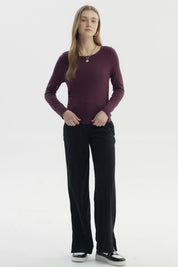 Polera Mujer Slim Burdeo