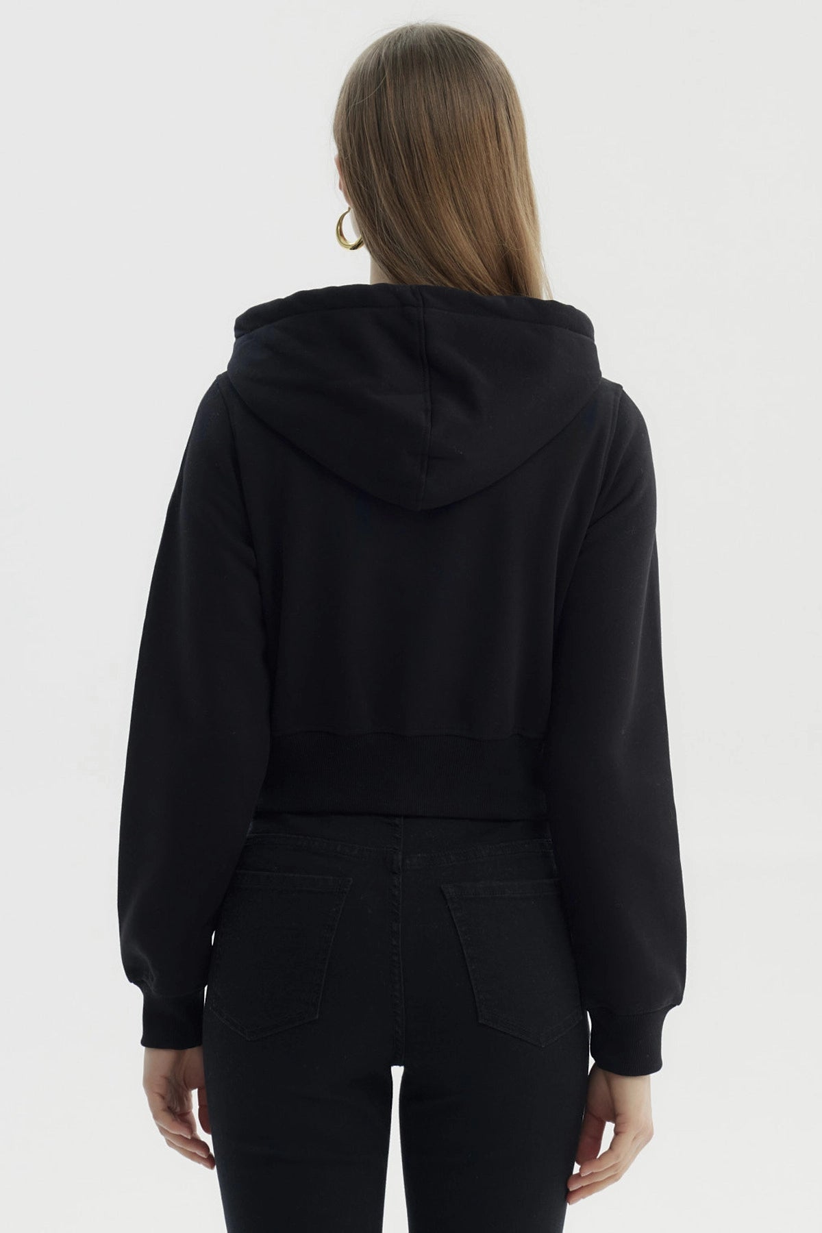 Polerón Mujer Full Zipper Negro