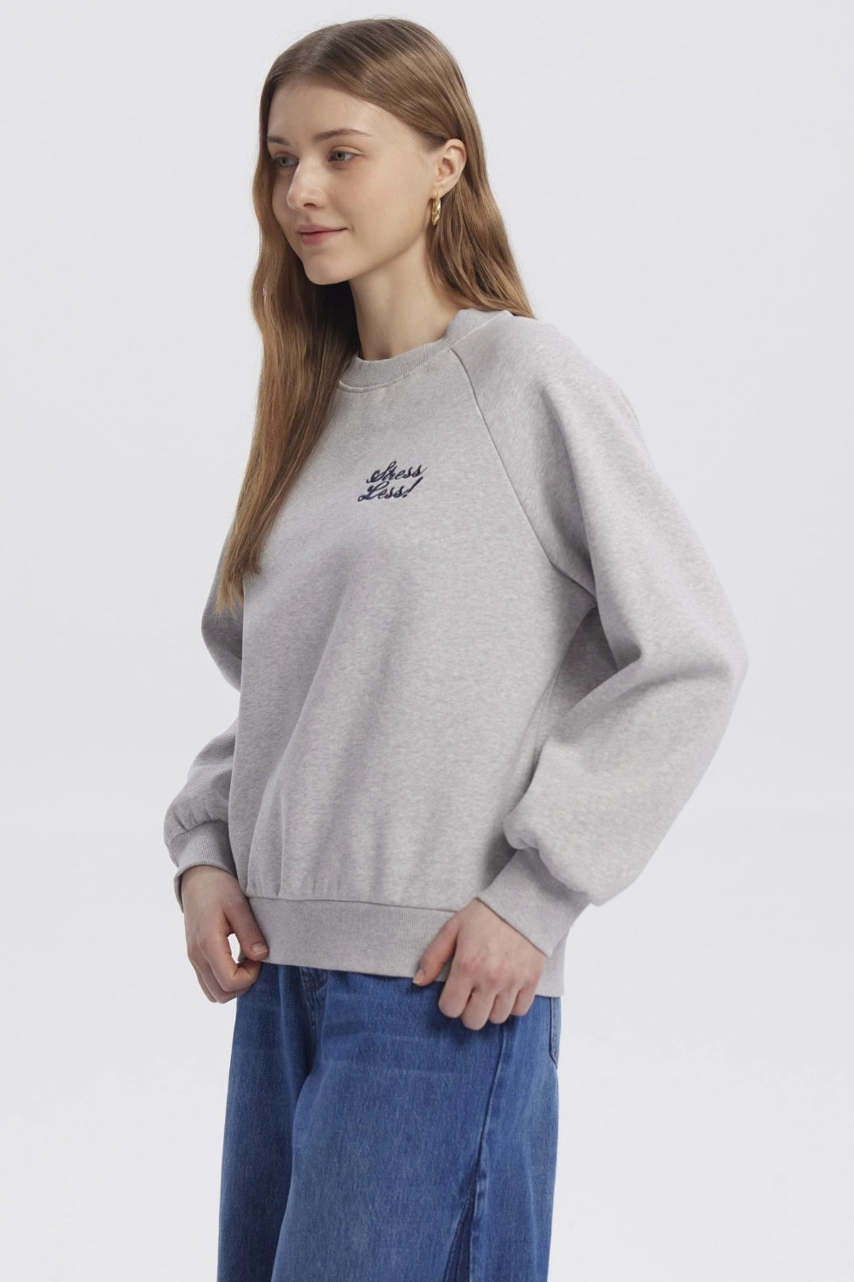 Polerón Mujer Oversize Print Gris Melange