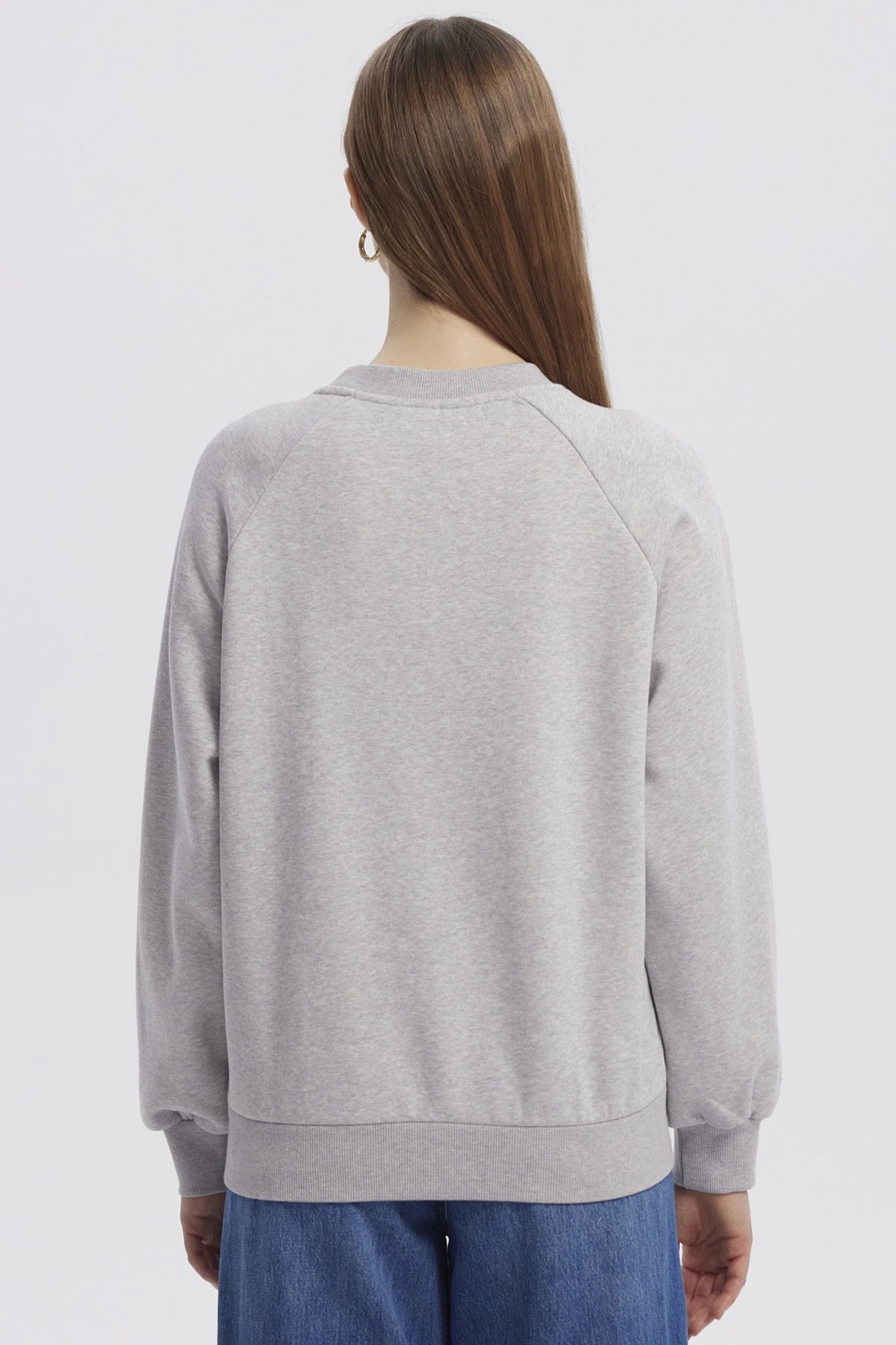 Polerón Mujer Oversize Print Gris Melange