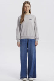 Polerón Mujer Oversize Print Gris Melange