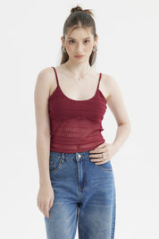 Peto rojo de pabilo con lazo en escote ajustado al cuerpo sin estampa ideal para un look casual