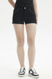 Short Mujer Aplicación Rivets Bolsillo Negro
